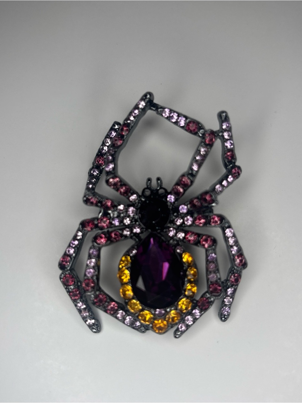 Spider Brooch Pin Whimsigoth Gothic Purple Insect Rhinestone Halloween Statement